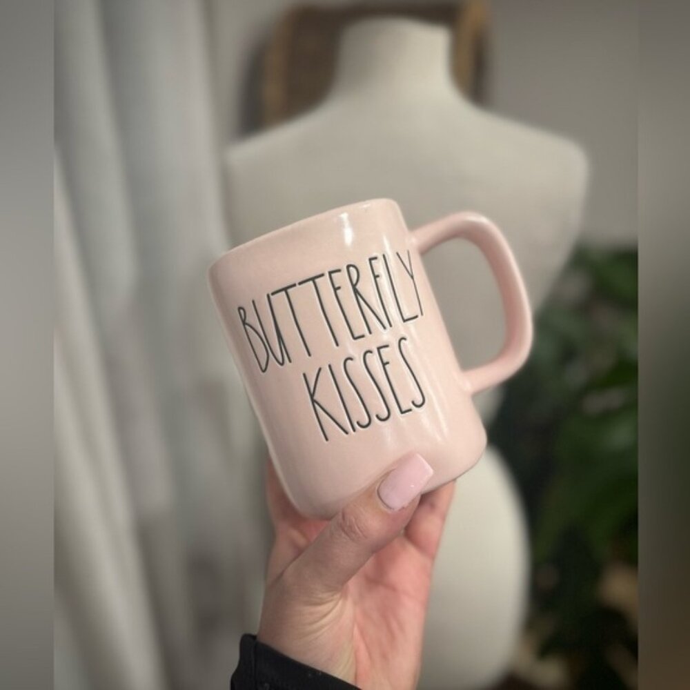 Rare Rae Dunn Butterfly kisses mug coffee tea Valentine’s gift my Valentine pink